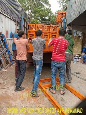 quy trình lắp đặt và chạy thử vận thăng nâng hàng